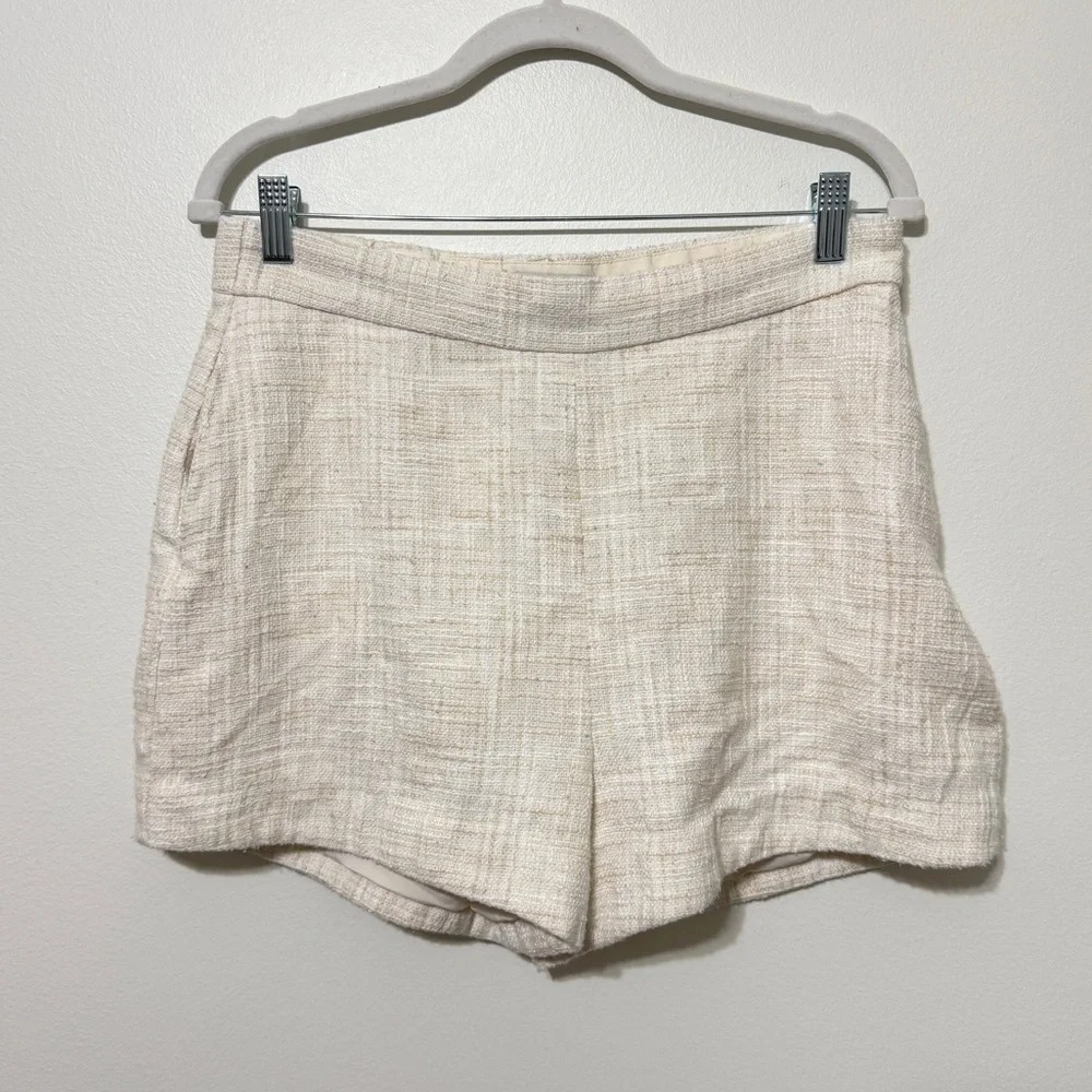 Abercrombie & Fitch High Waisted Beige Ivory Tan Tweed Shorts Size Medium